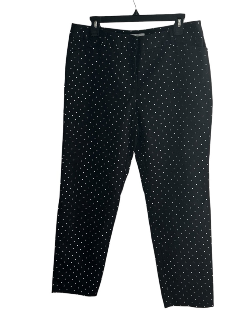 Liz Claiborne Black Polka Dot Slim Pants 98% Cotton 2% Spandex Size 12